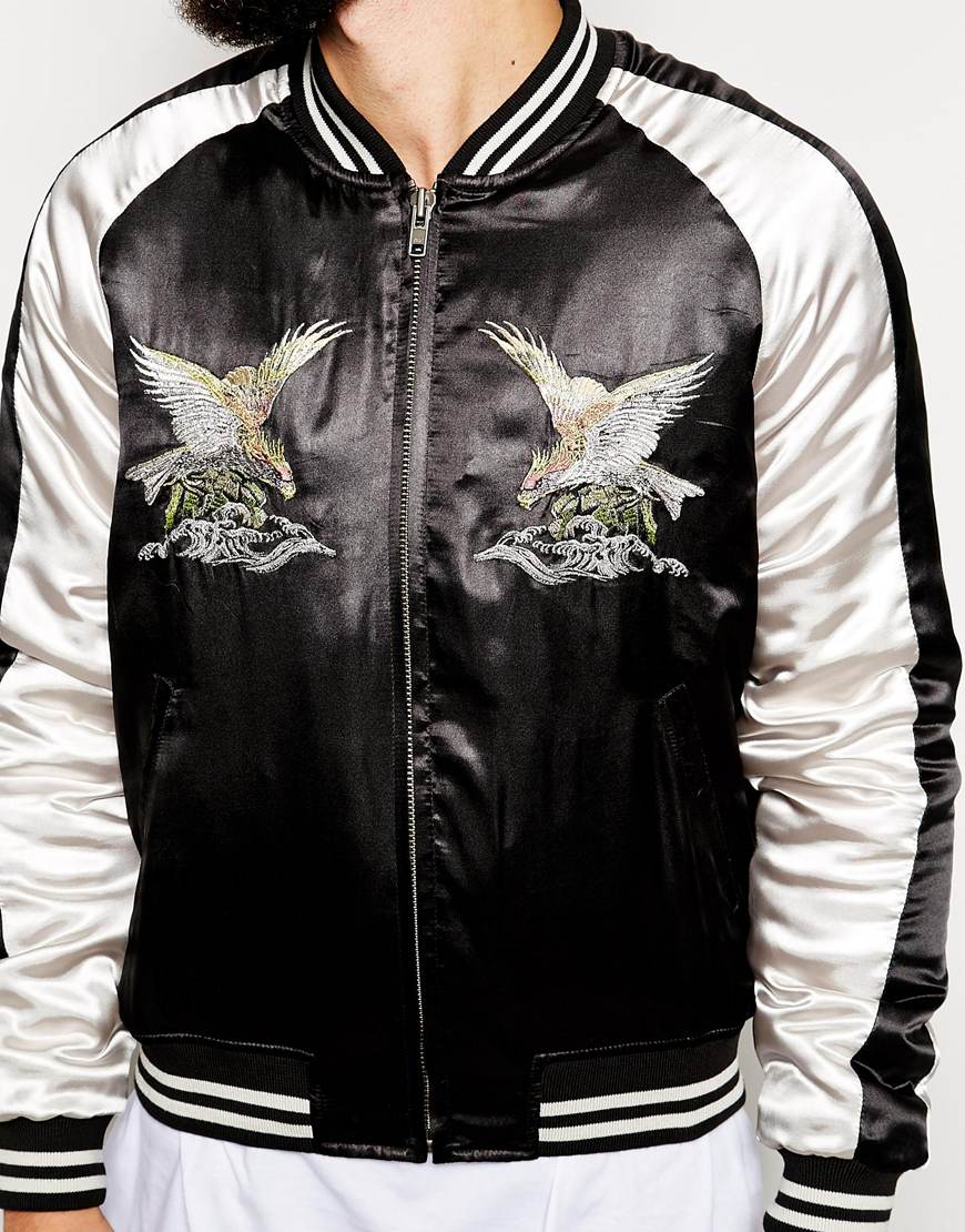 Asos Bomber Jacket With Embroidery in Black for Men Lyst