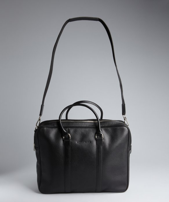 Lyst Longchamp Black Pebbled Leather Convertible 15'' Laptop Tote in