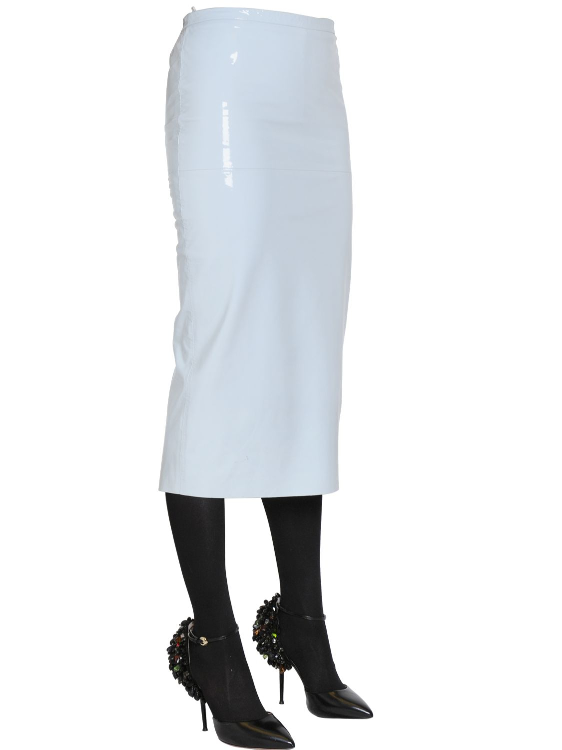 Rochas Patent Leather Pencil Skirt in Blue Lyst