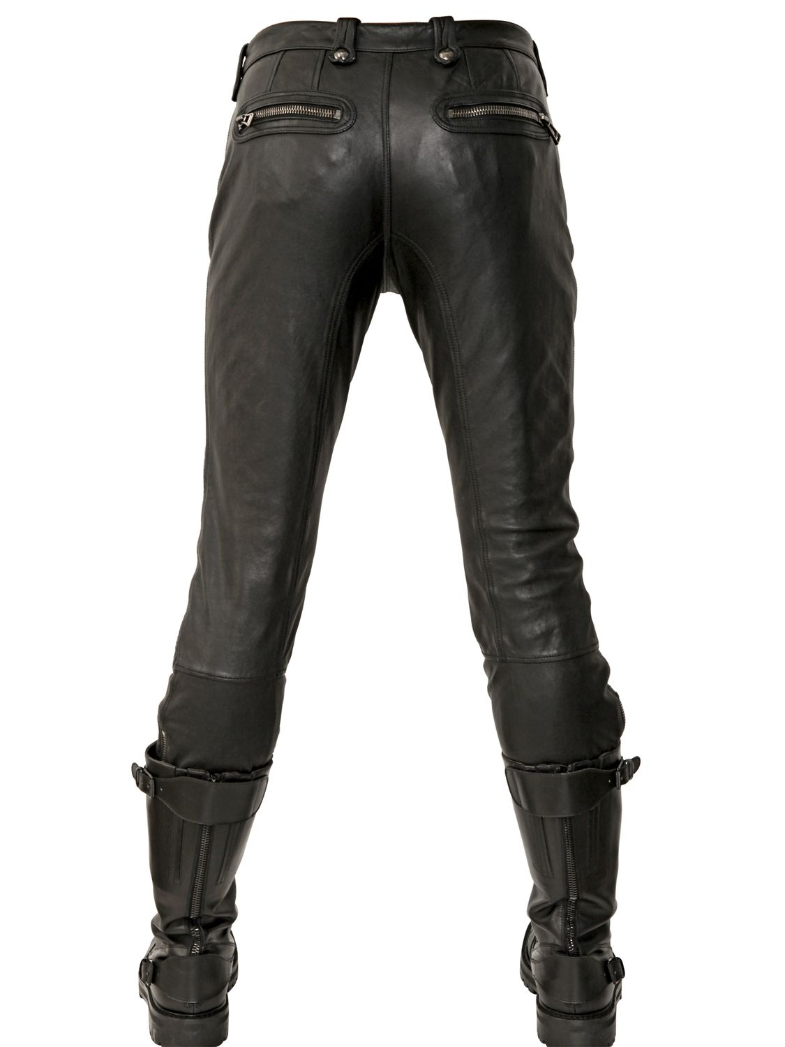 Lyst - Belstaff 17cm Washed Leather Biker Trousers in Black for Men