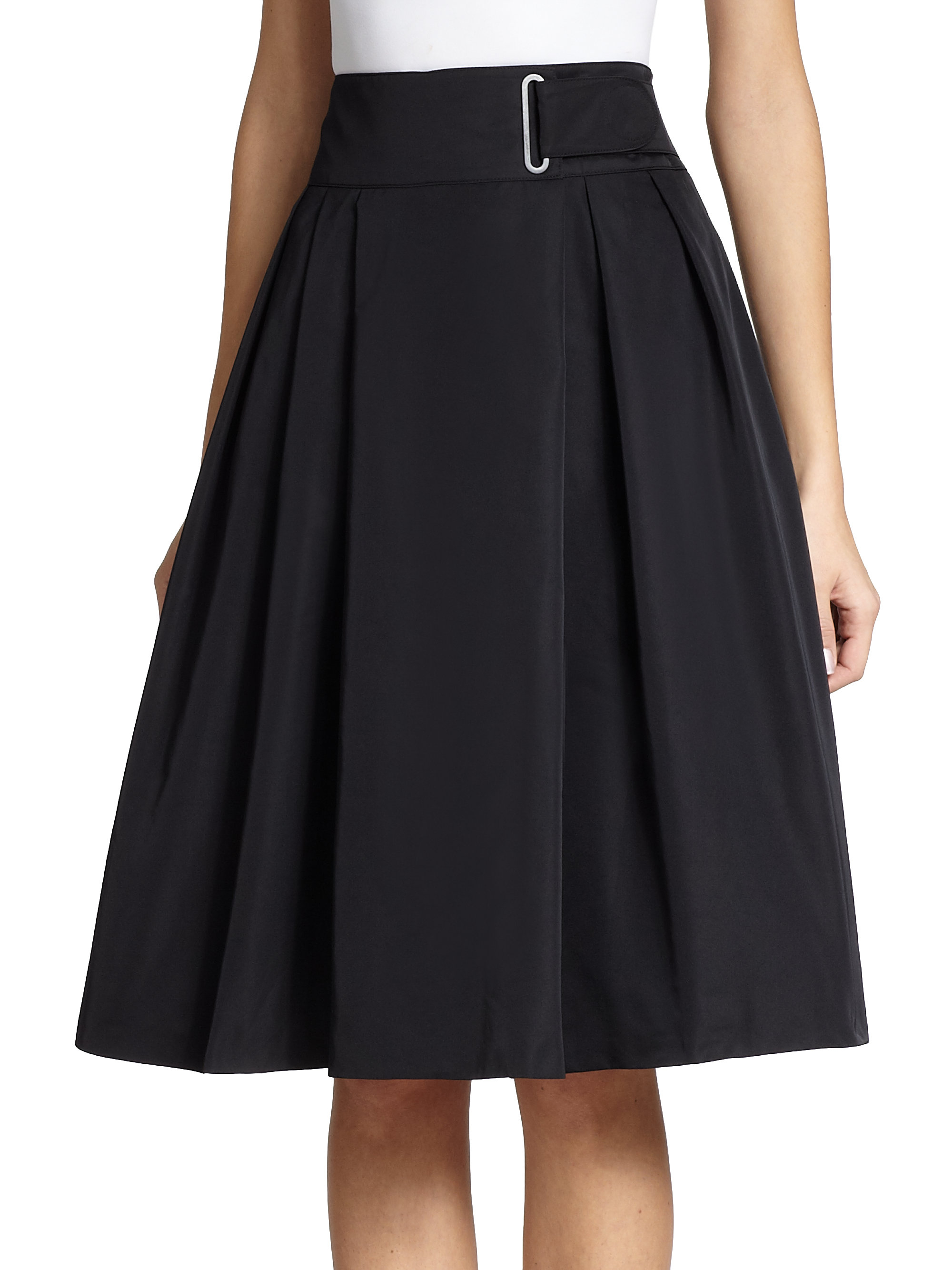 Akris punto Pleated Flared Skirt in Black (BLACK NOIR) | Lyst