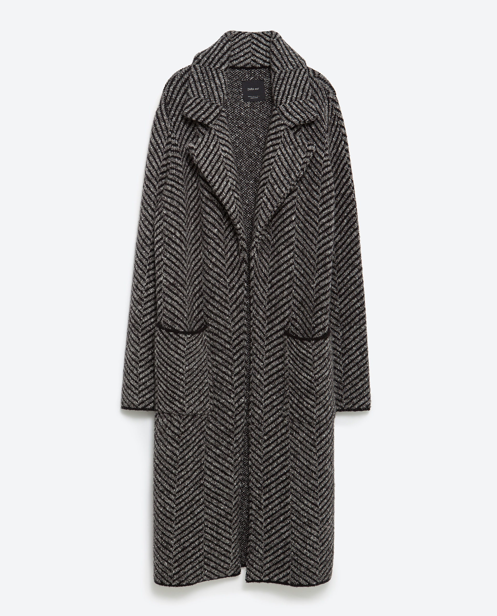 Zara Herringbone Coat in Gray | Lyst