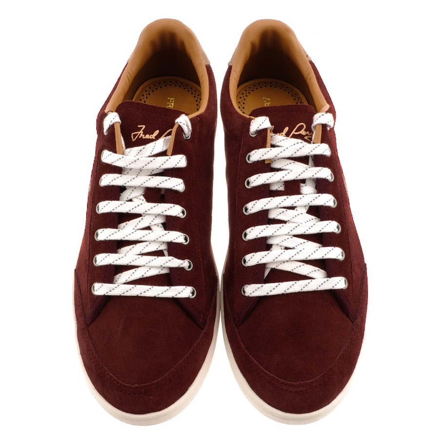 Fred Perry Hopman Suede Trainers Maroon in Brown for Men | Lyst