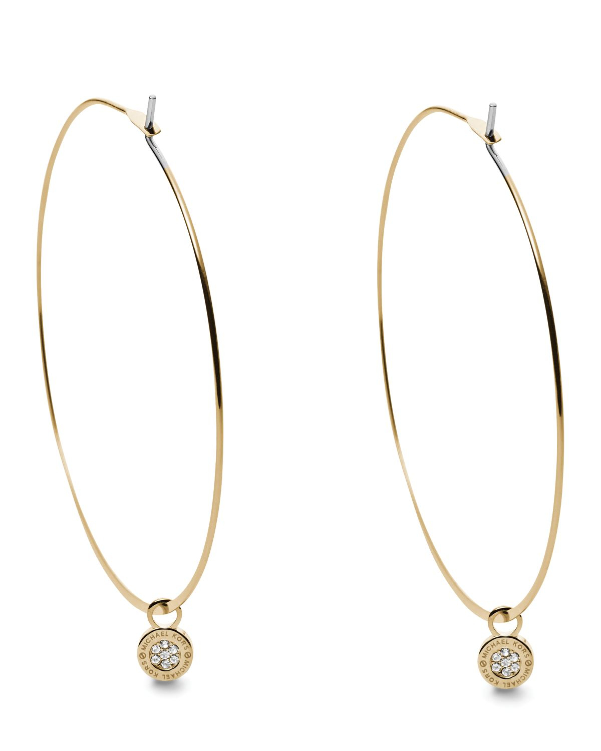 Lyst Michael Kors Whisper Pave Charm Hoop Earrings In Metallic Gallery