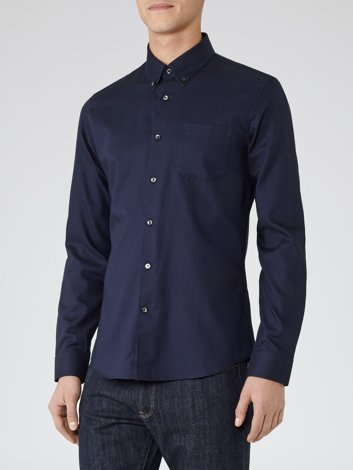 Reiss Ascot Oxford Button Down Collar Shirt in Blue for Men (Navy) | Lyst