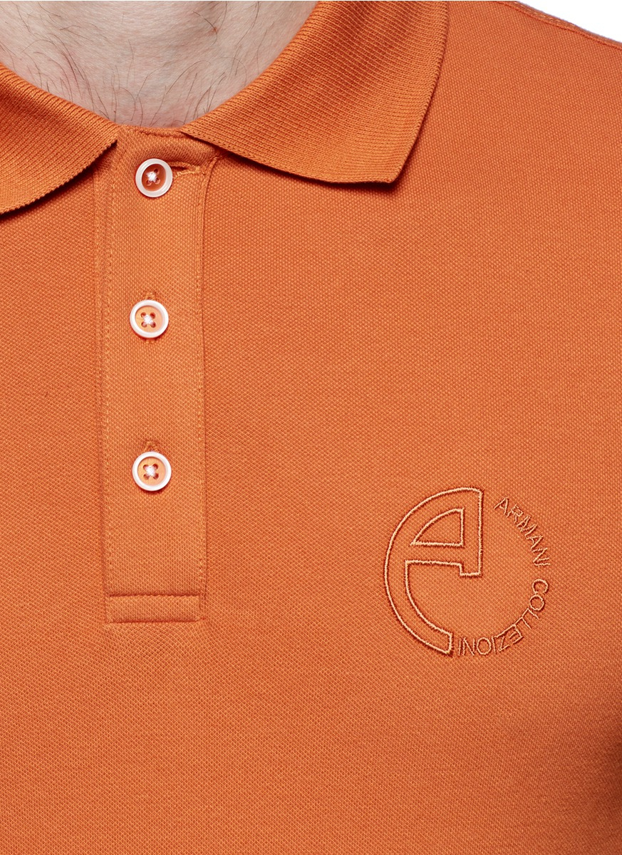 Armani For Men In Lyst Orange Shirt Polo Logo Embroidered rxwaYq4rp