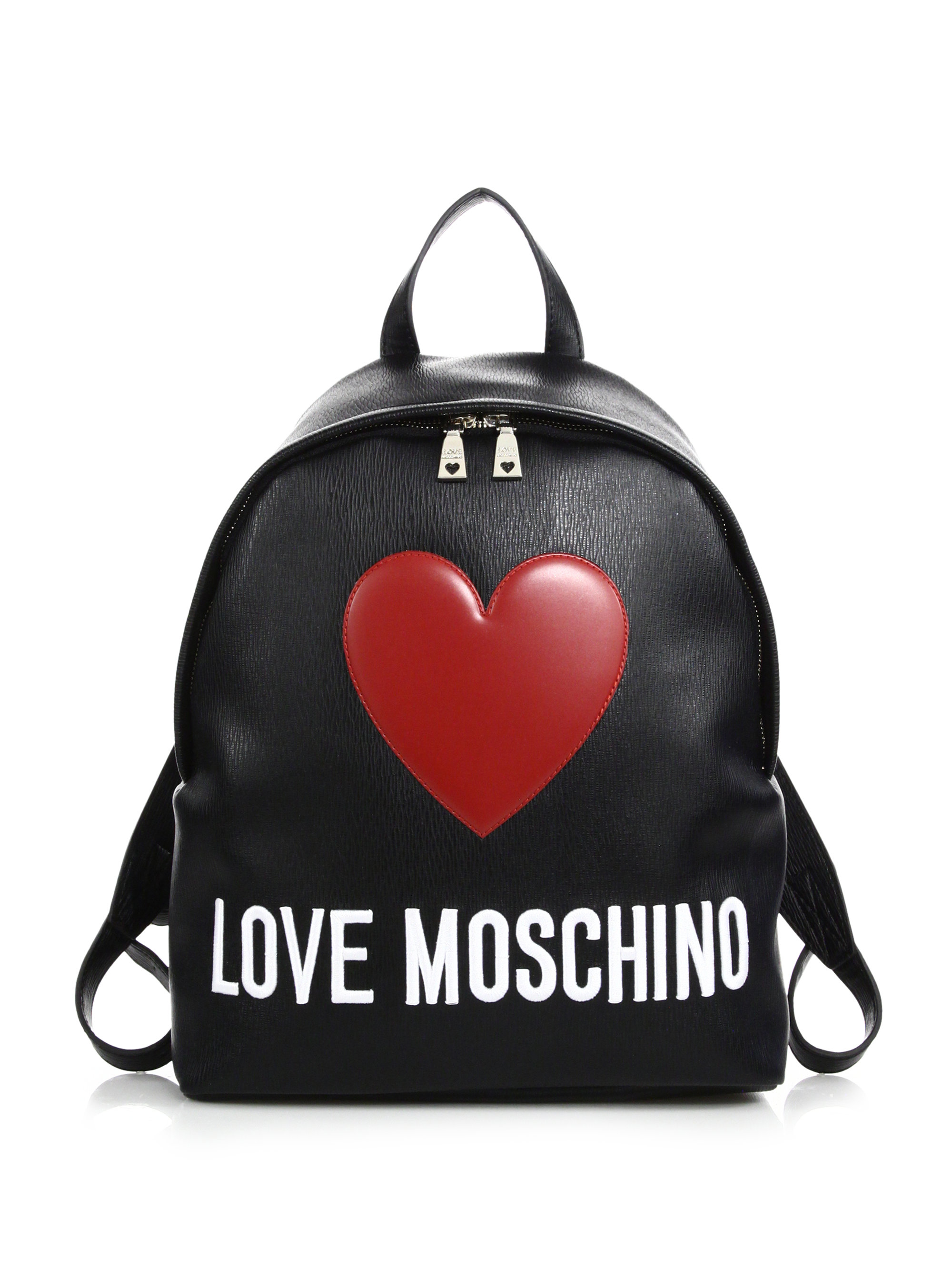 Lyst - Love Moschino Heart-embroidered Textured Faux Leather Backpack