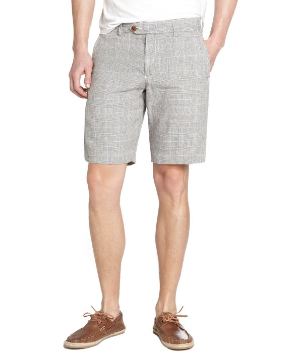 French connection Grey Check Linen Shorts in Gray for Men | Lyst