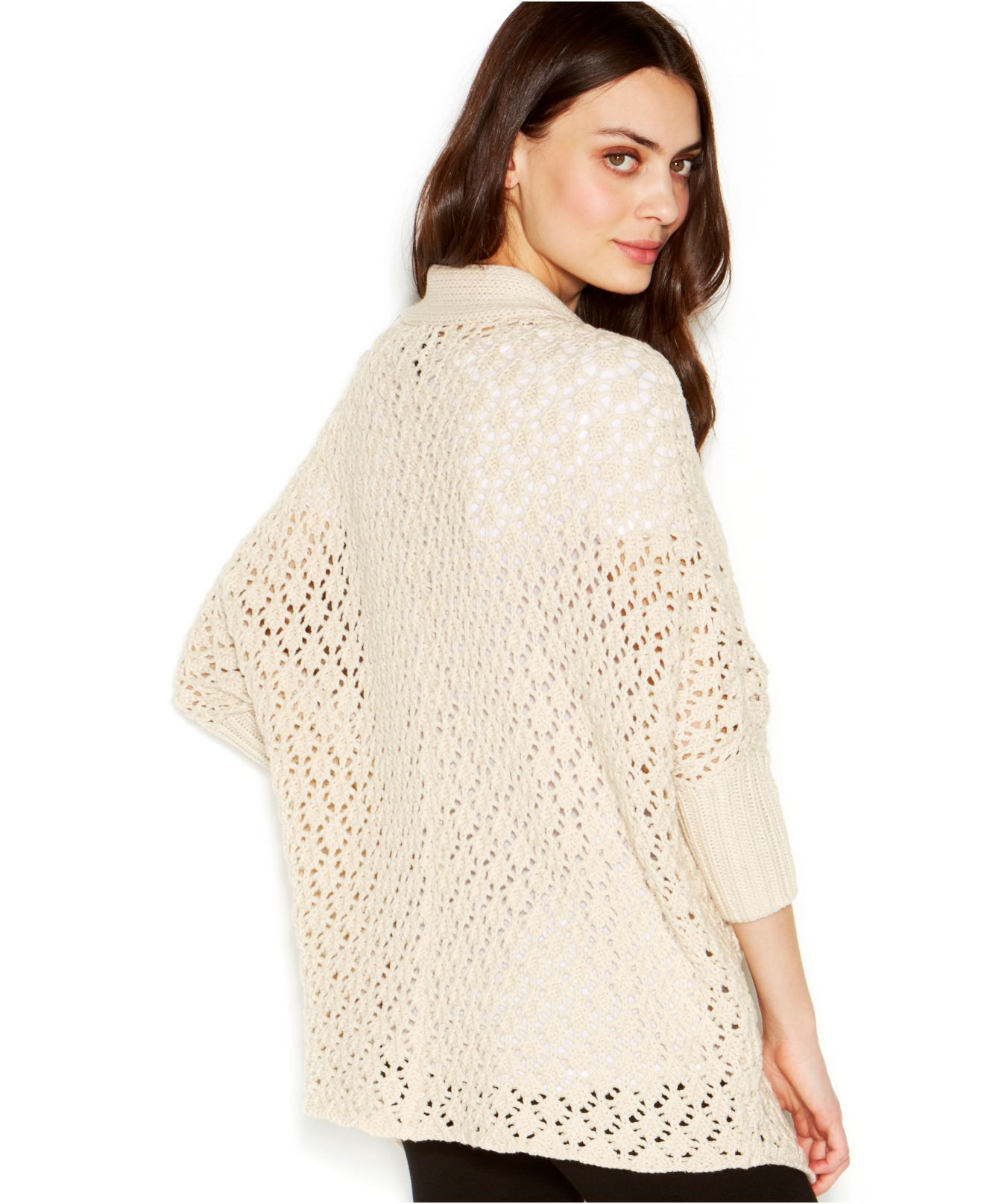 Lucky brand Lucky Brand Dolman-Sleeve Open-Knit Cocoon Cardigan in ...