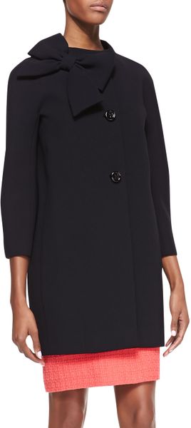 Kate Spade Dorothy Coat with Side Collar Bow Black in Black | Lyst