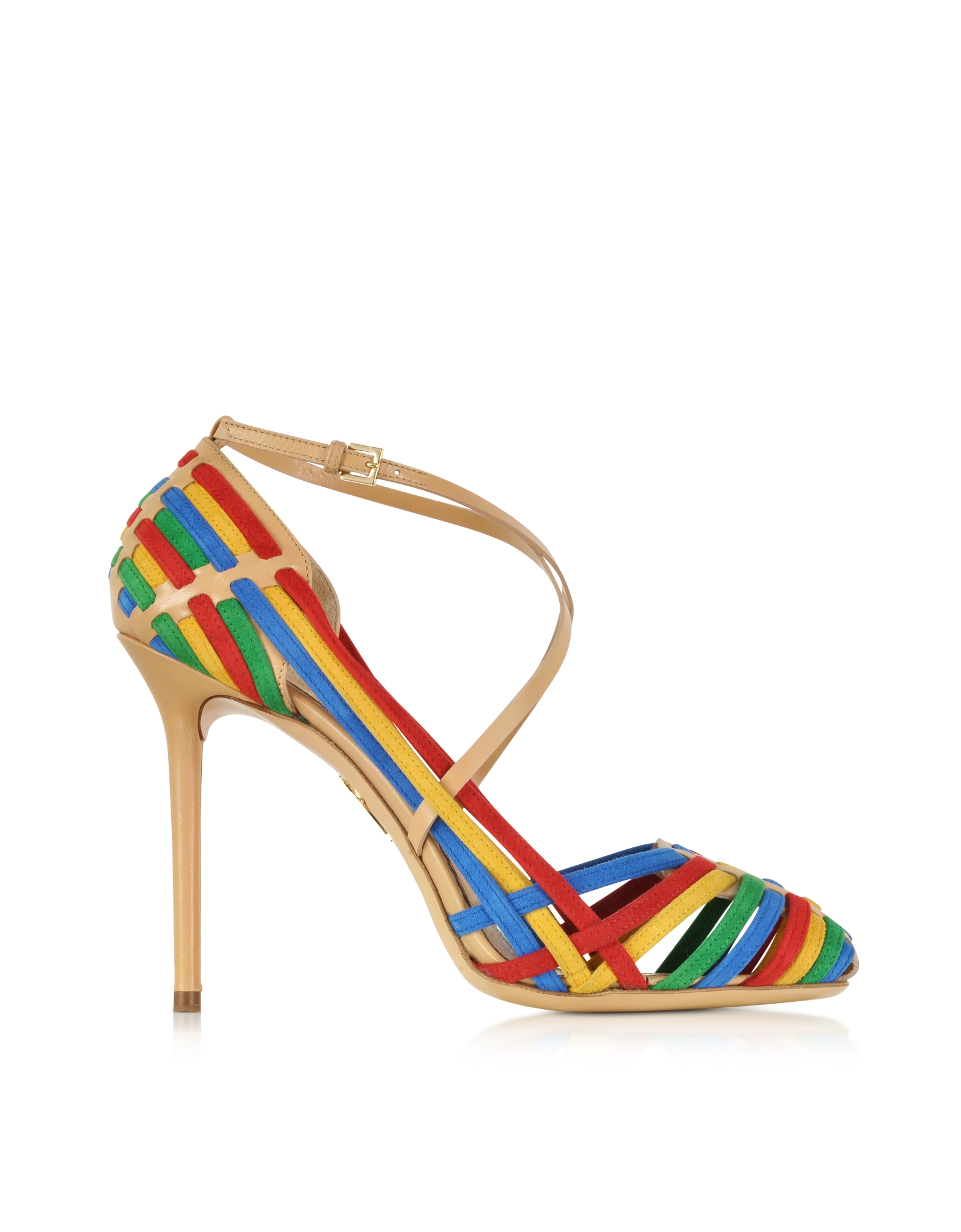 Lyst - Charlotte Olympia Mariachi Heels Multicolor Woven Leather And ...