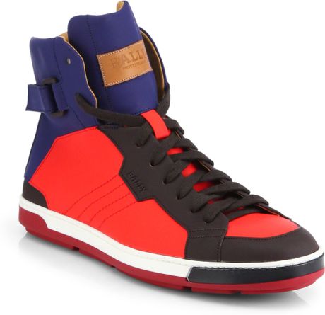 Bally Leather High-Top Sneakers in Blue for Men (RED) | Lyst