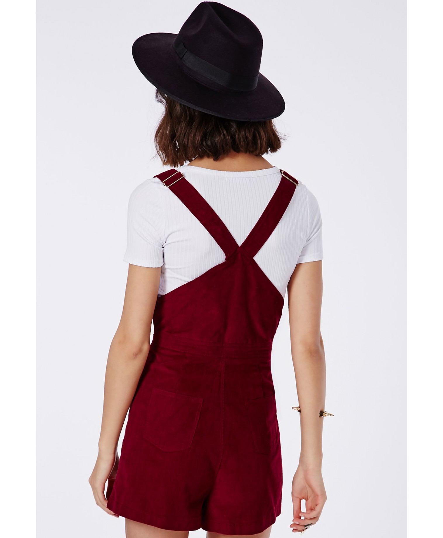 Missguided Corduroy Overall Romper Burgundy in Purple (burgundy) | Lyst