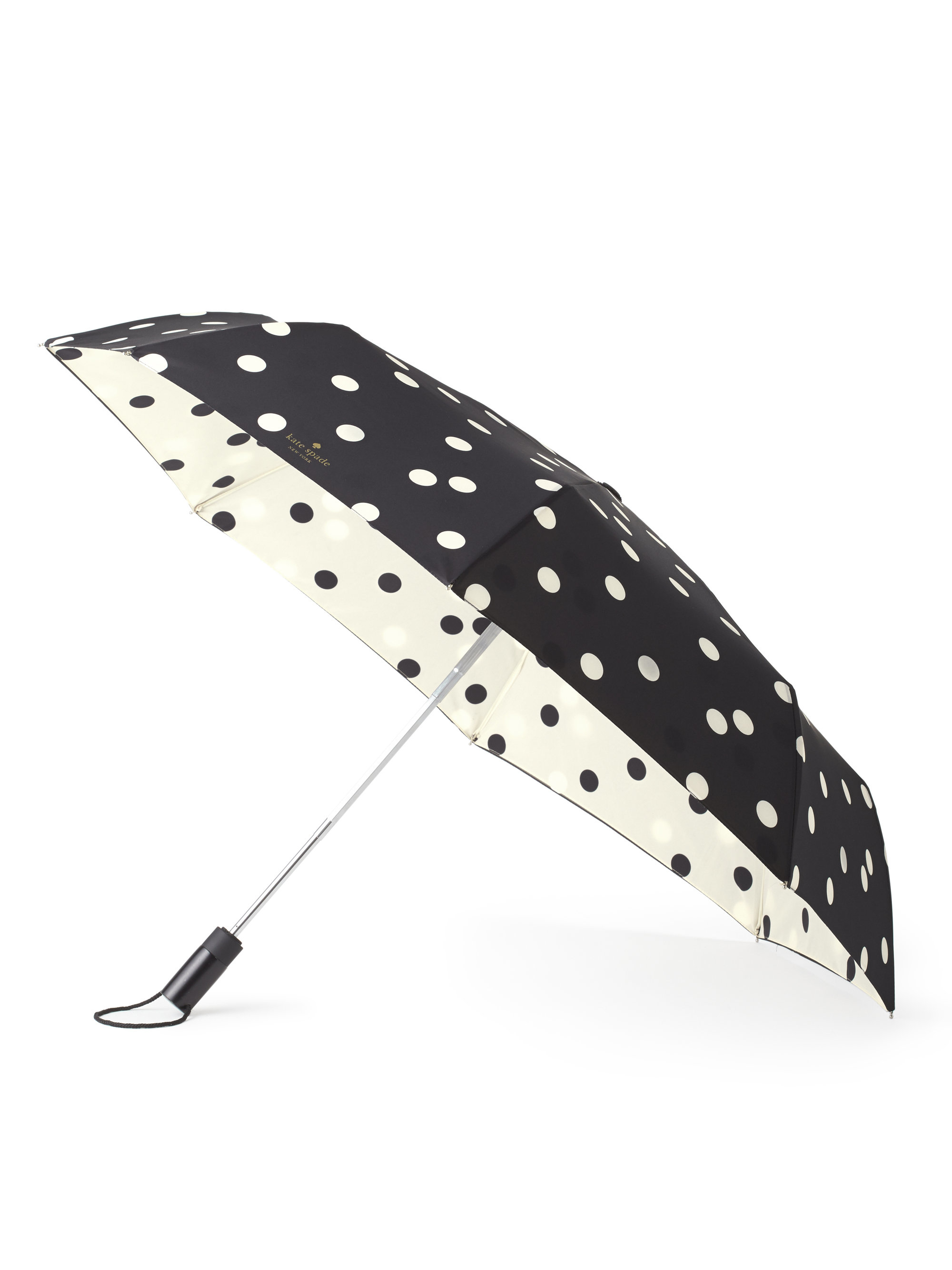 Lyst Kate Spade New York Polka Dot Travel Umbrella in Black