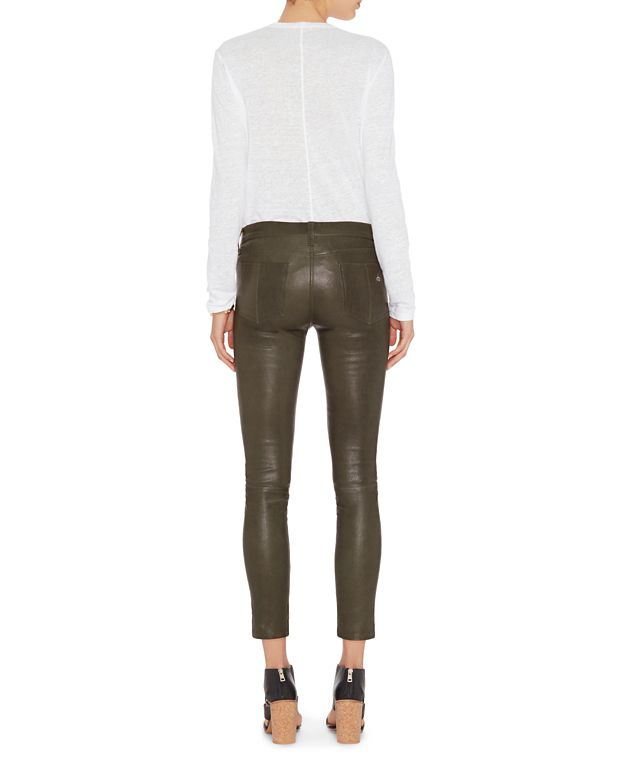 olive green leather leggings