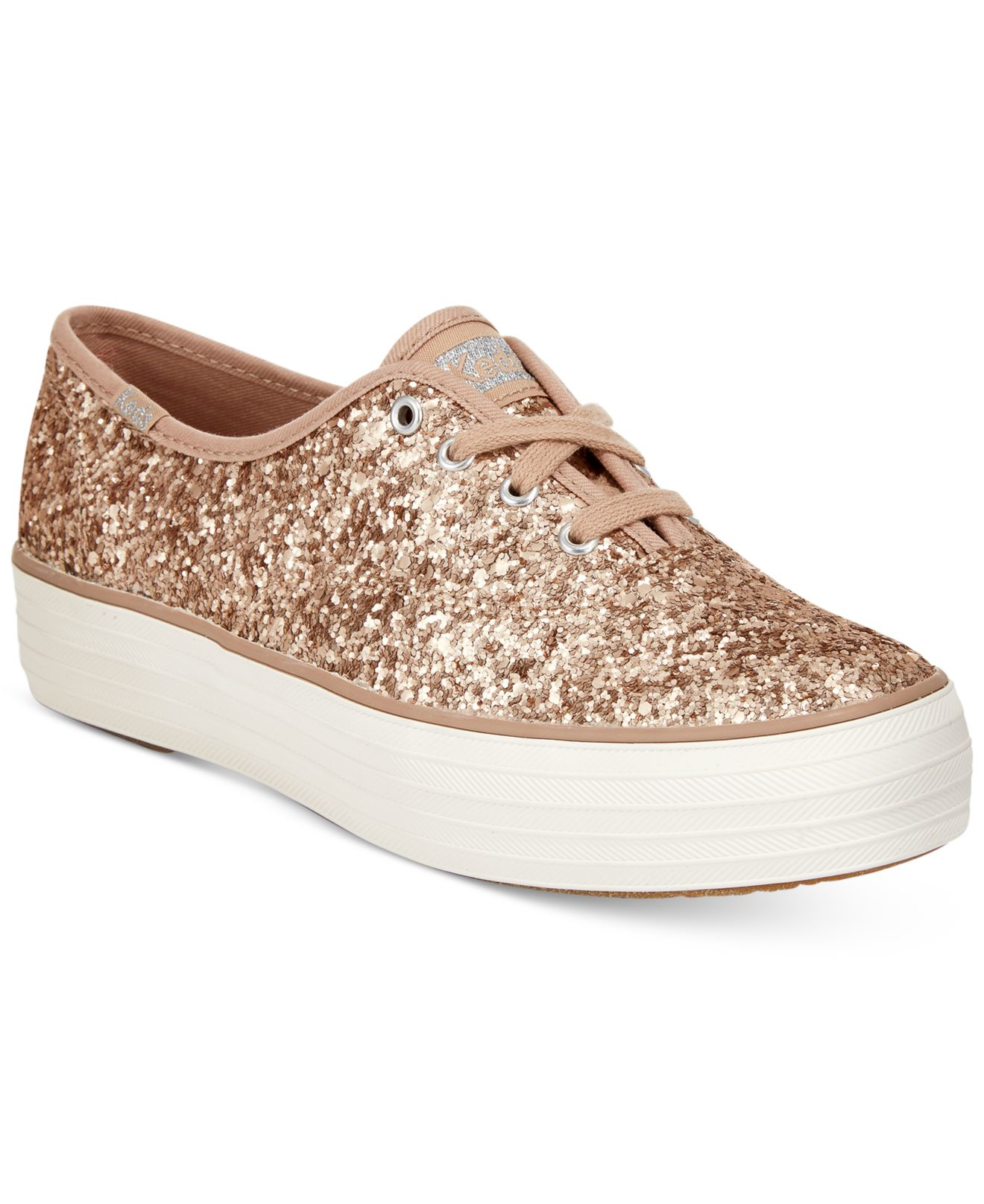 Keds Women's Triple Glitter Laceup Flatform Sneakers in Metallic Lyst