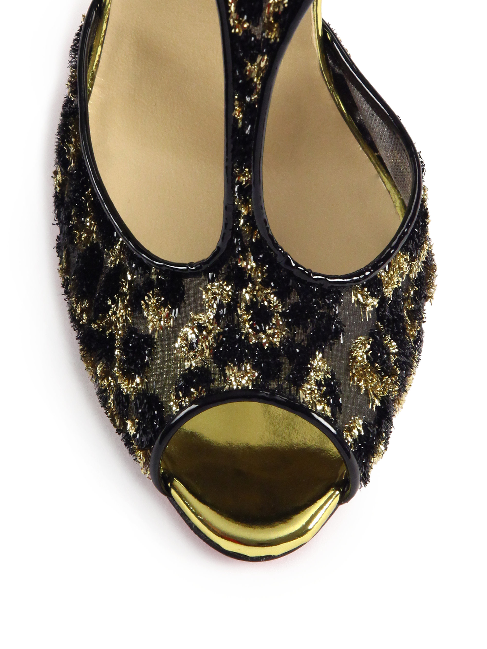 Christian louboutin Tiny Metallic Leopard-patterned Mesh Sandals ...