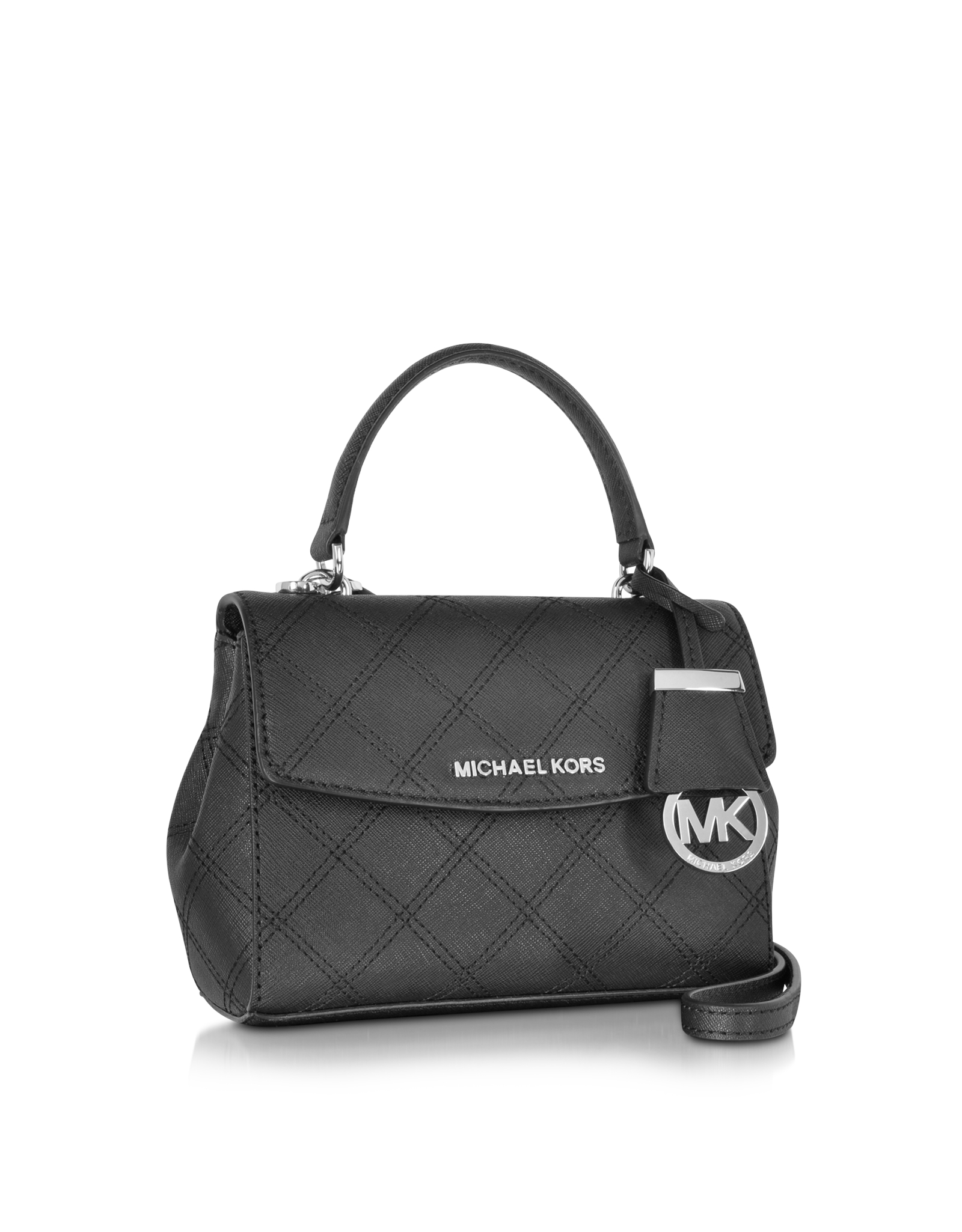 Lyst - Michael Kors Ava Saffiano Stitch Quilt Leather Extra Small Crossbody Bag in Black