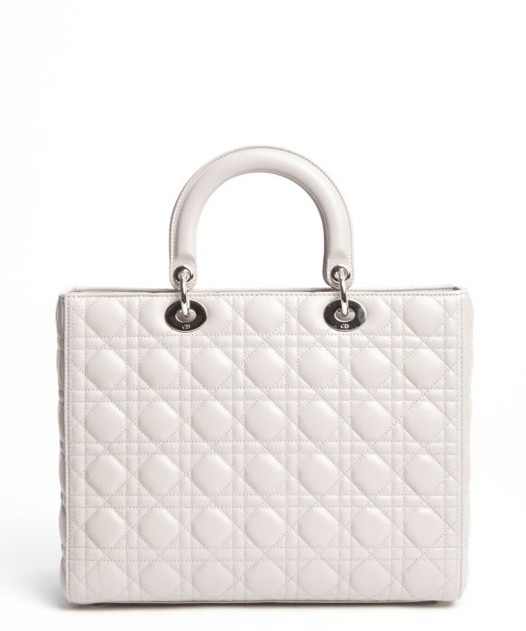 Dior Grey Quilted Leather Large Lady Dior Convertible Tote Bag in Gray ...