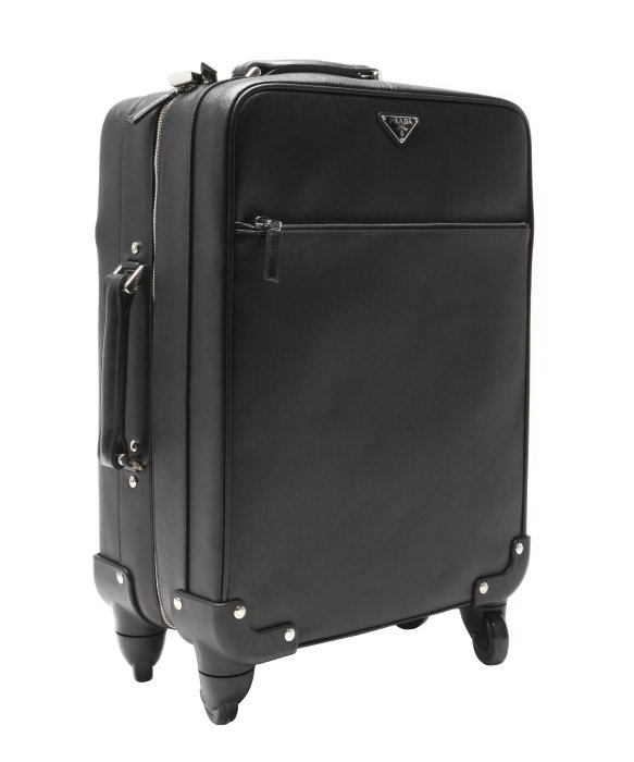 Lyst Prada Black Saffiano Leather Carryon Rolling Suitcase in Black