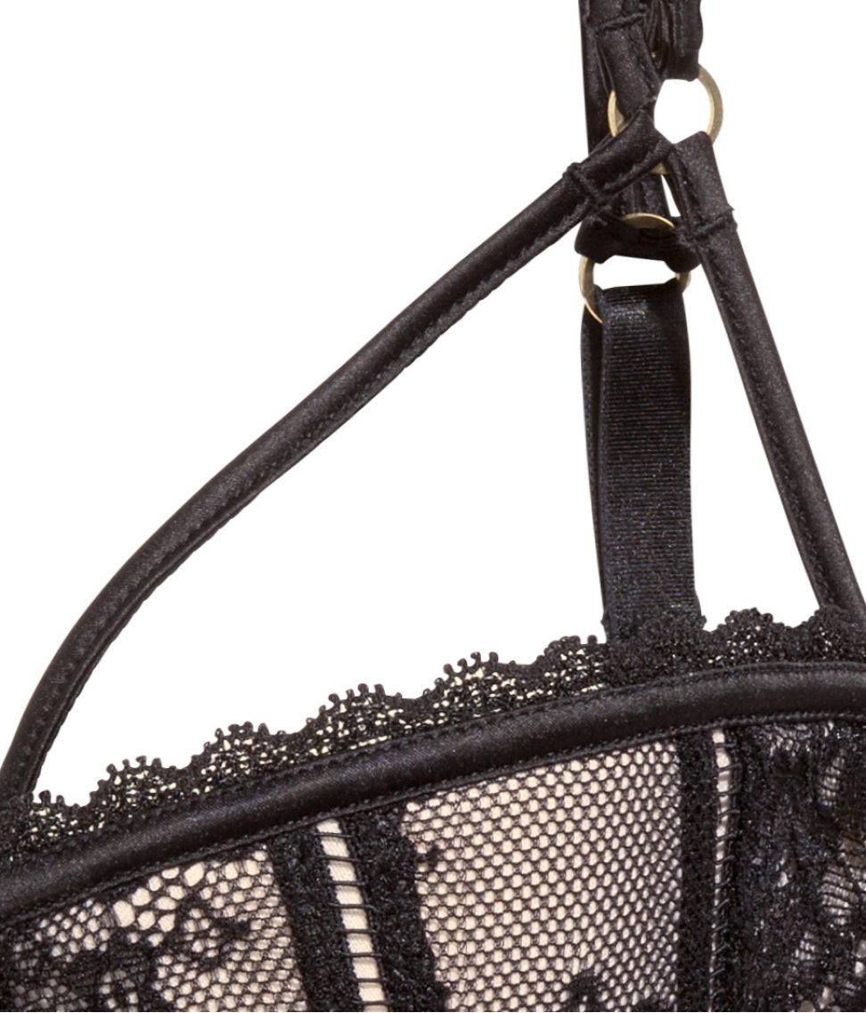 Lyst - H&M Lace Balconette Bra In Black