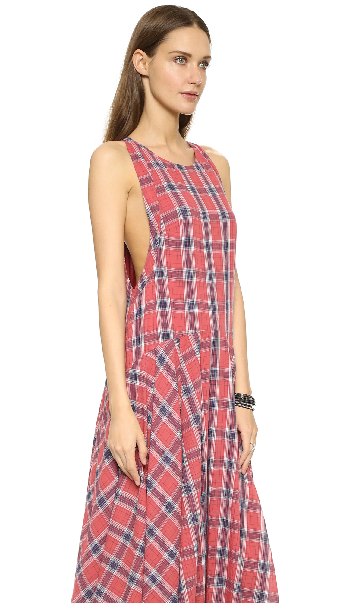 Lyst - Free People Plaid French Riviera Dress - Garnet Combo