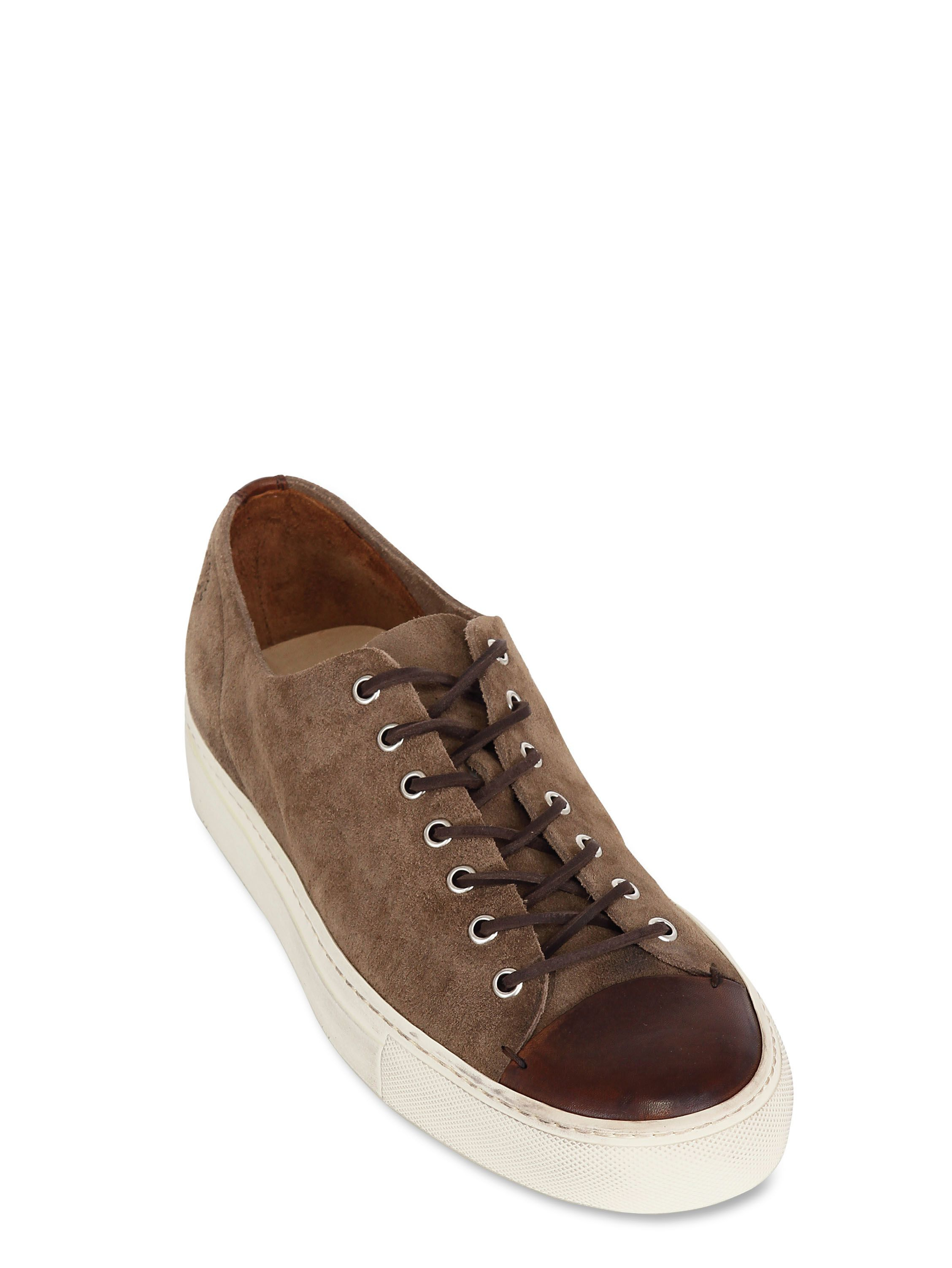Lyst - Buttero Suede and Leather Low Sneakers in Brown for Men