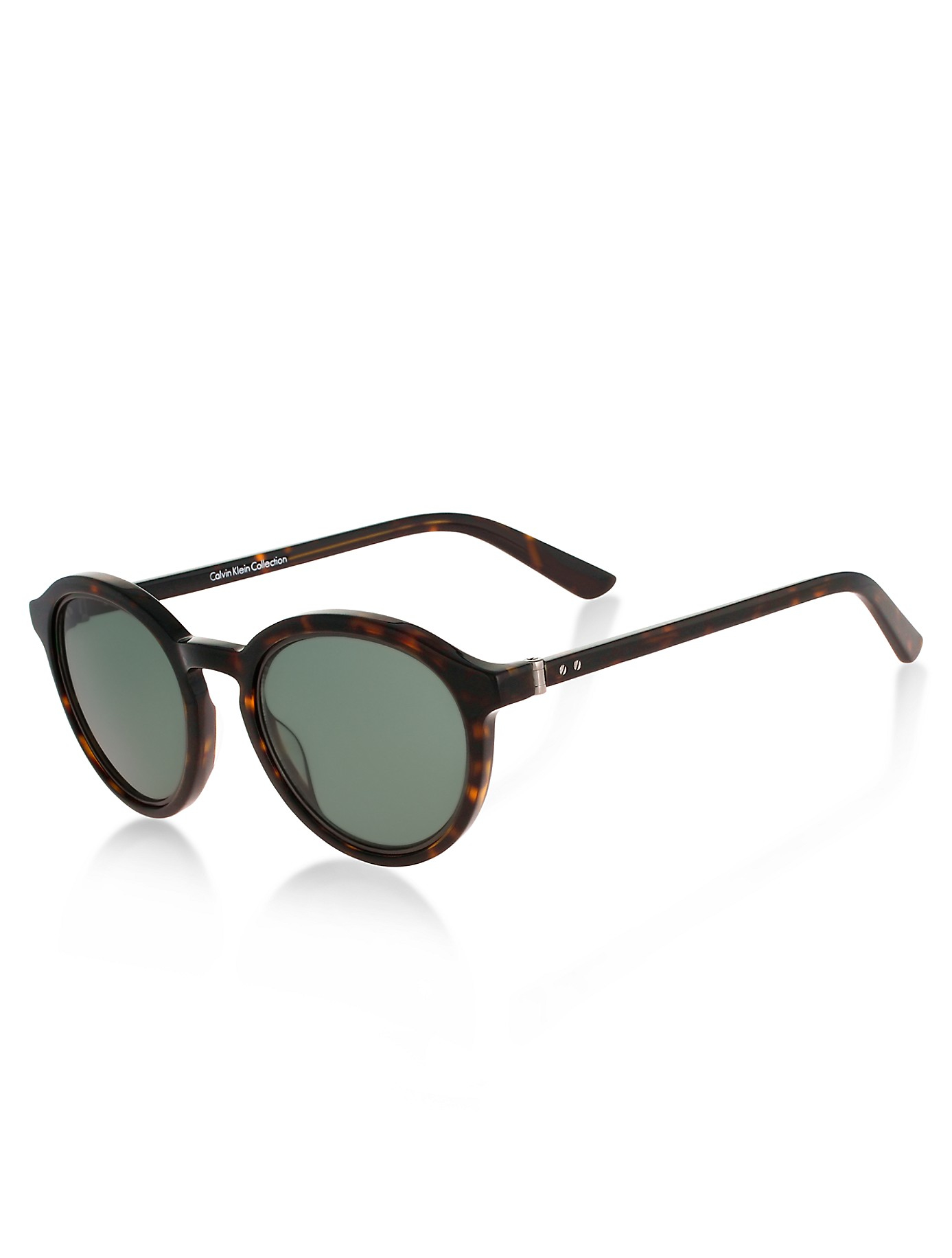 Calvin klein Collection Round Sunglasses in Brown | Lyst