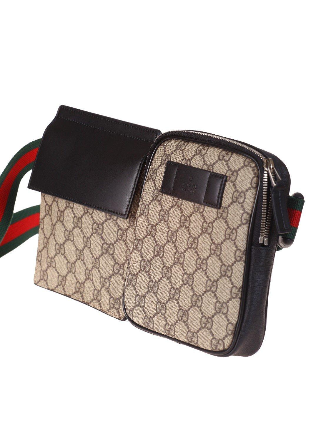 Gucci Leather Baby Carrier With Double Envelope In Beige And Ebony Gg