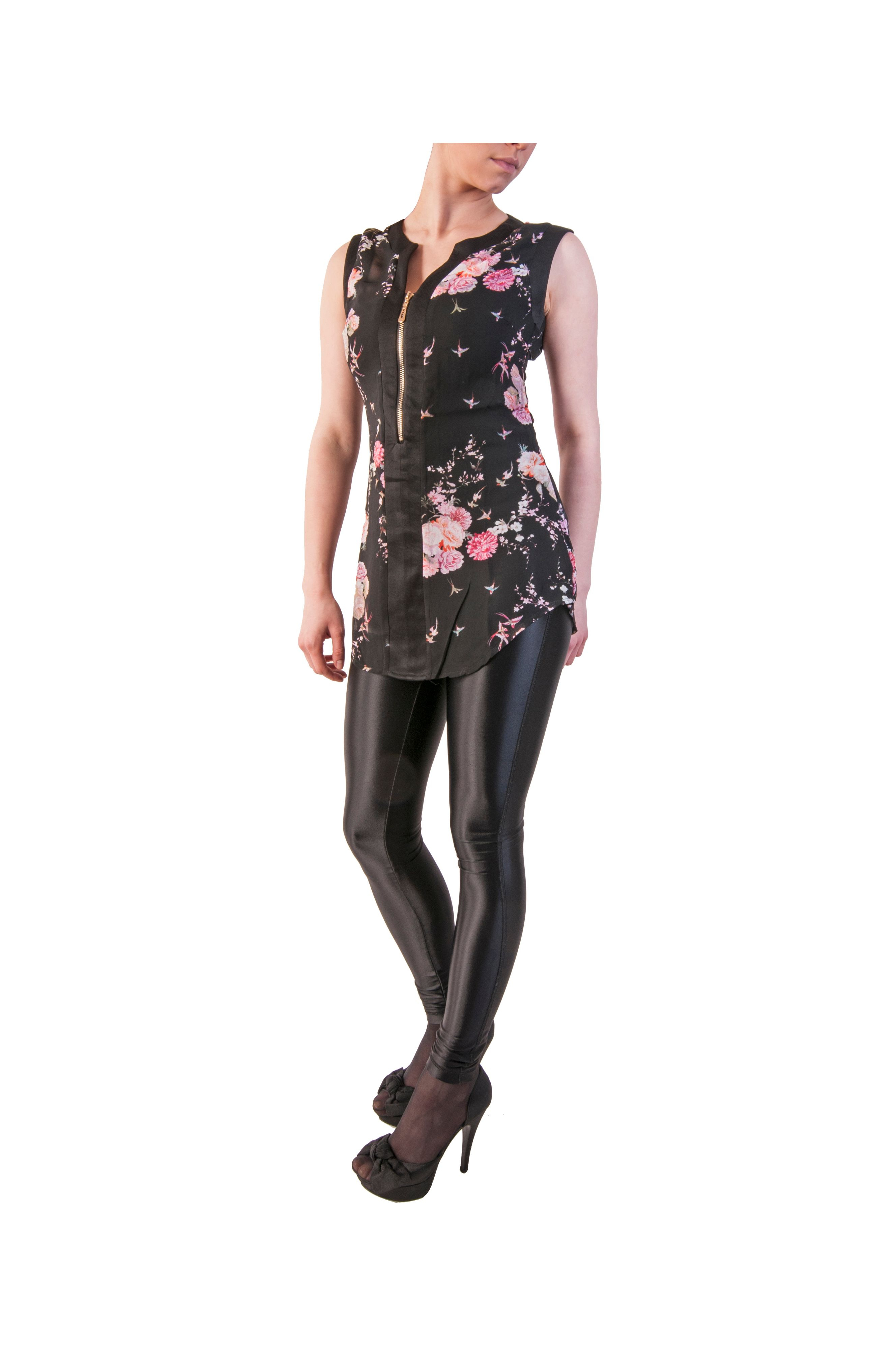 Pussycat Black mouwloos Floral Print Top Lyst