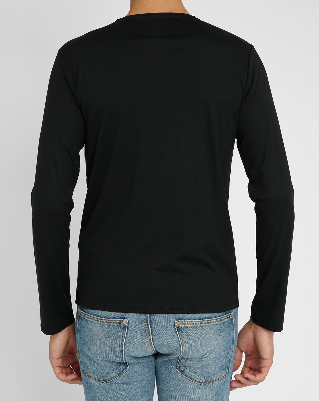 Round Neck Long Sleeve Black T Shirt