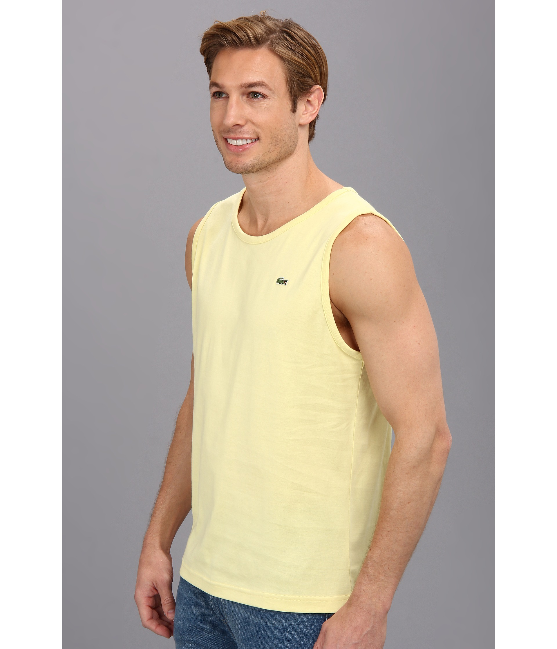 Lyst Lacoste Cotton Jersey Tank Top in Yellow for Men