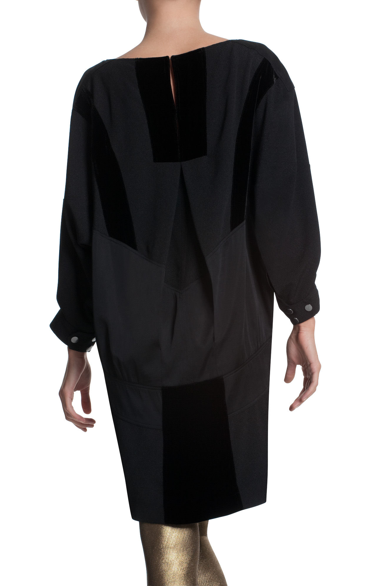 Bcbgmaxazria Runway Crepe Velvet Contrast Dress in Black | Lyst