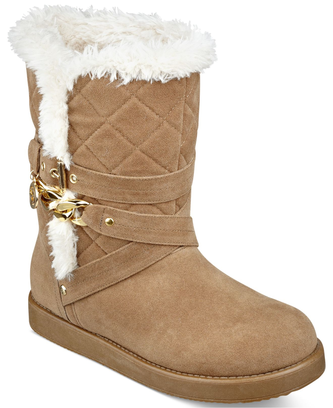Lyst - G By Guess Women'S Angelah Quilted Faux-Fur Booties in Natural