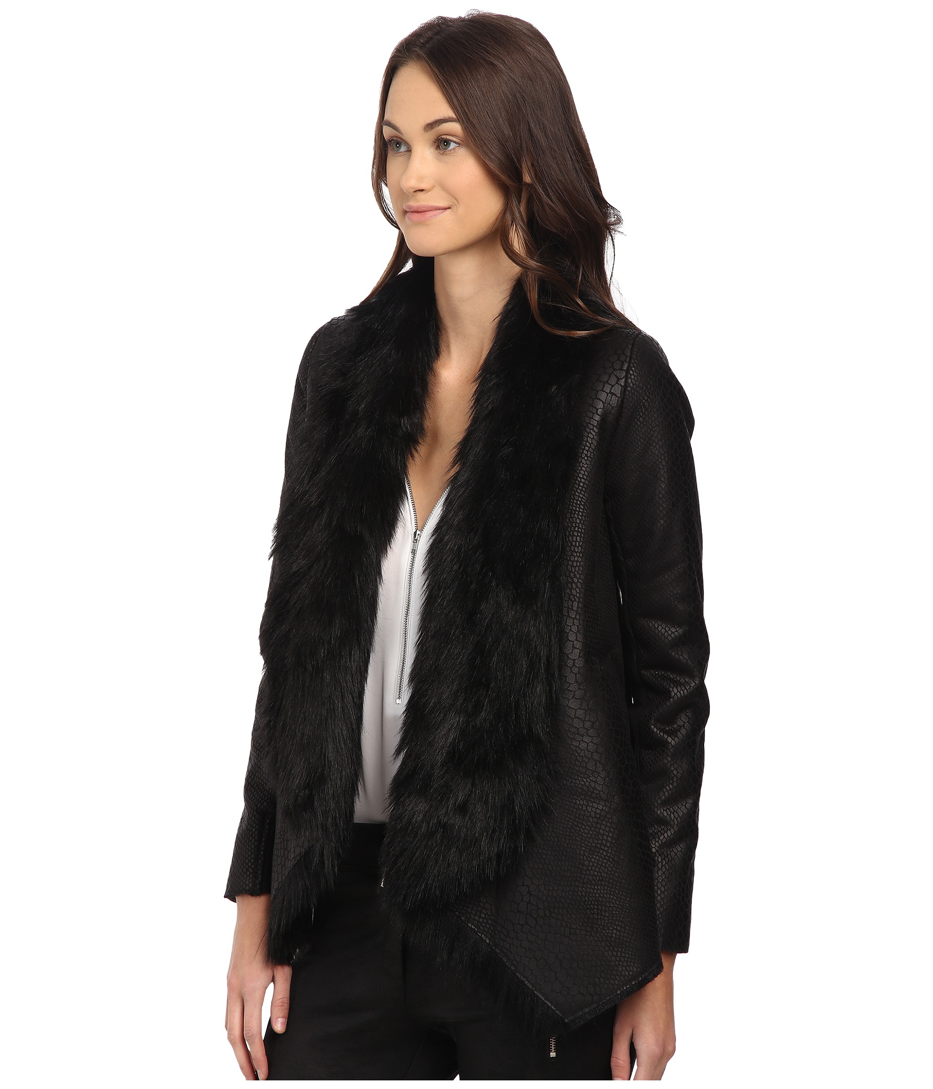 The kooples Jacket In Fake Leather And Faux Fur in Black ... (1920 x 2240 Pixel)