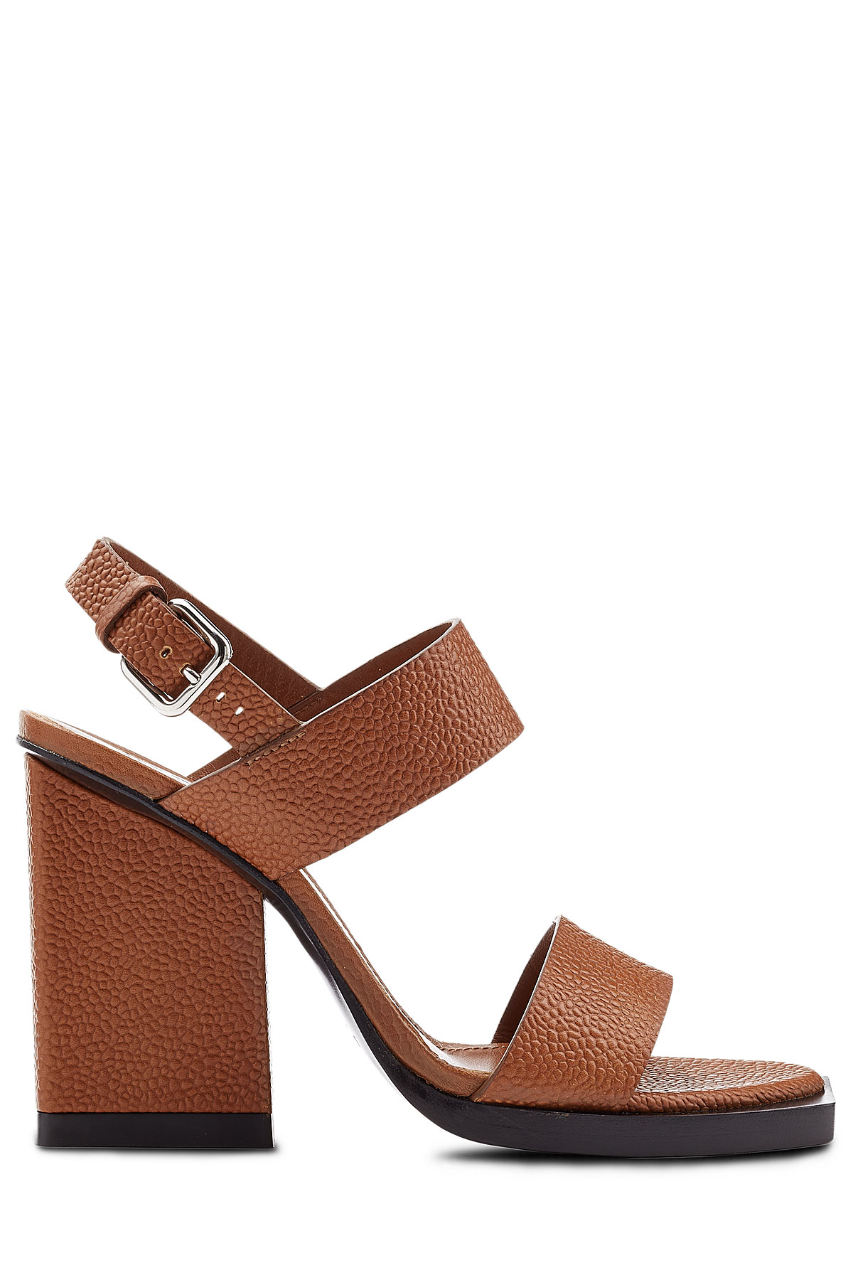 block heel brown leather sandals