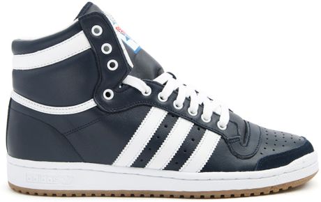 Adidas Top Ten Hi Blue Leather Sneakers in Blue for Men | Lyst