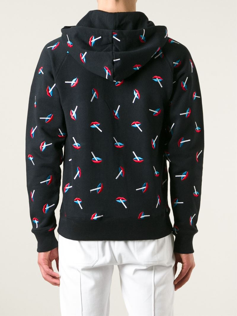 Palace Lips Allover Embroidered  Hoodie  in Black for Men Lyst