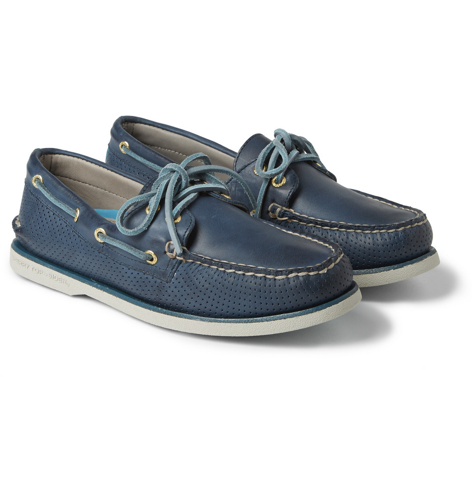 Sperry top-sider Gold Cup Perforated Leather Boat Shoes in Blue for Men ...