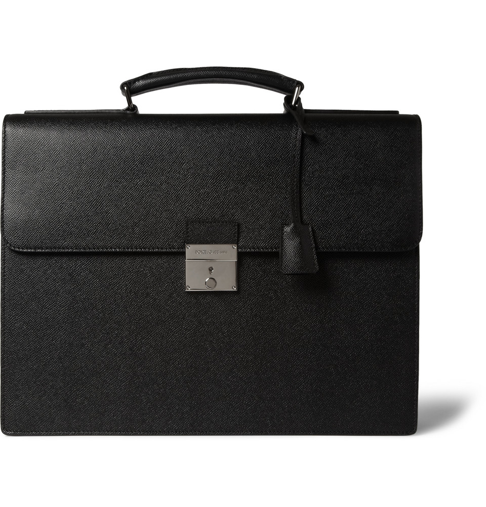 Lyst - Dolce & Gabbana Structured Fullgrain Leather Briefcase in Black ...