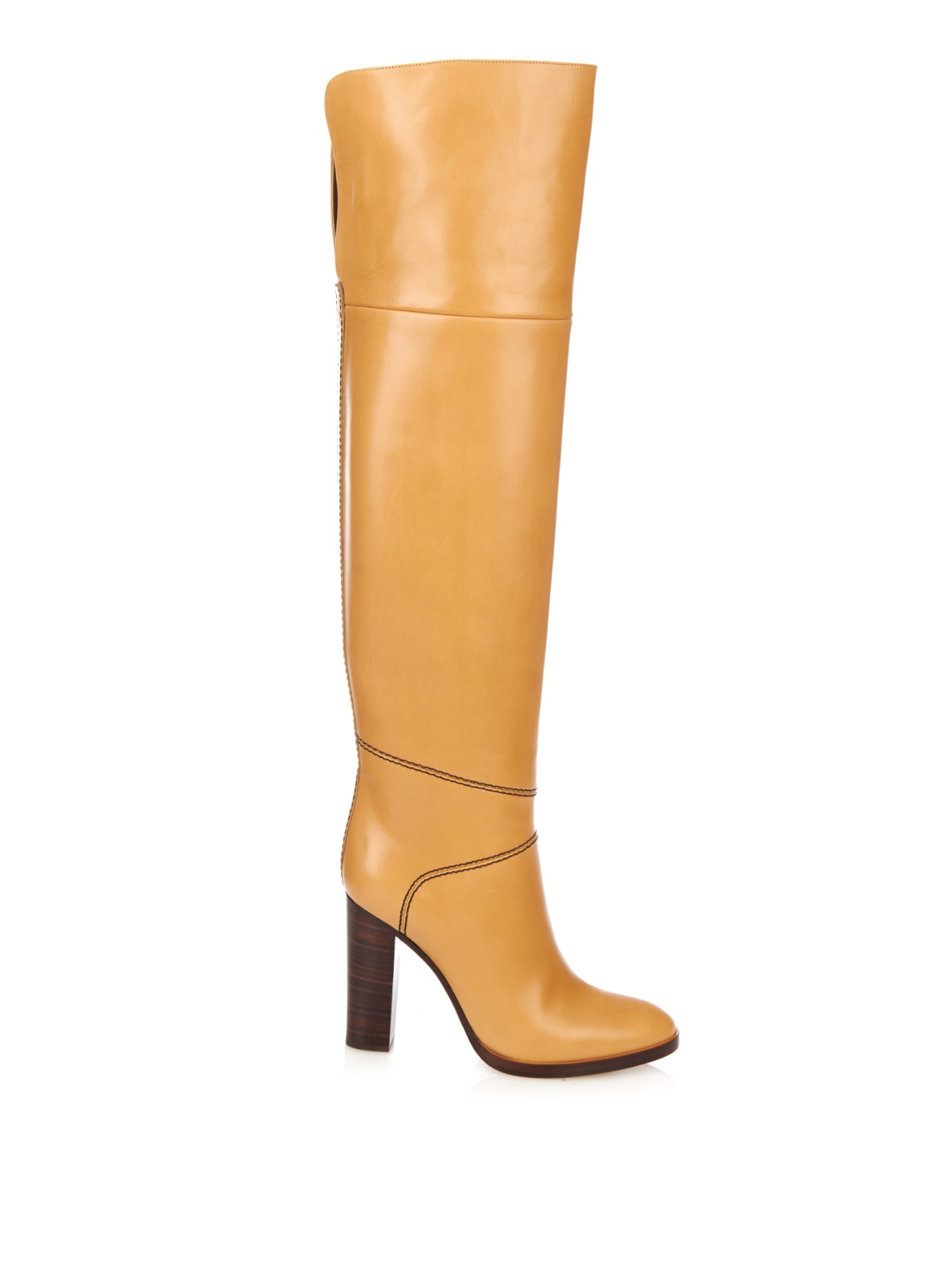Lyst - Chloé Graze Over-The-Knee Leather Boots in Brown