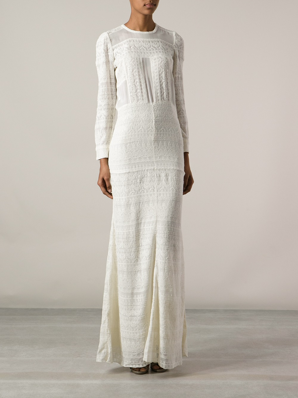 Lyst Isabel Marant Lace Maxi Dress In White Gallery