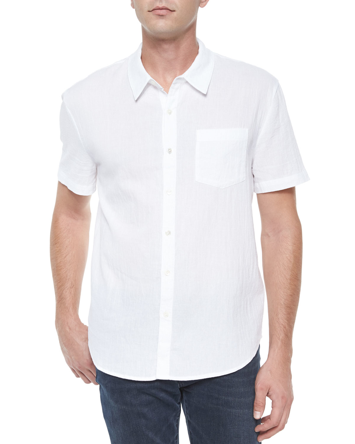 Lyst - James Perse Short-sleeve Button-down Shirt in White for Men