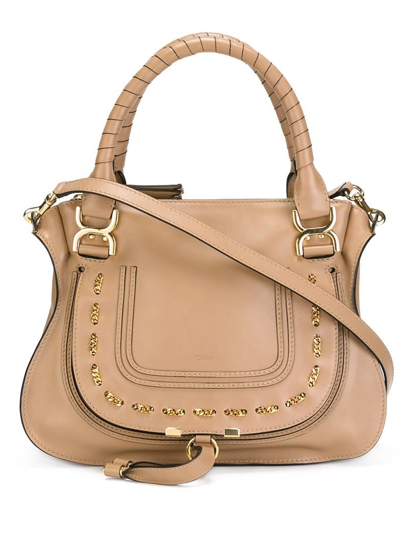 Chlo \u0026#39;marcie\u0026#39; Chain Detail Tote in Beige (nude \u0026amp; neutrals) | Lyst  