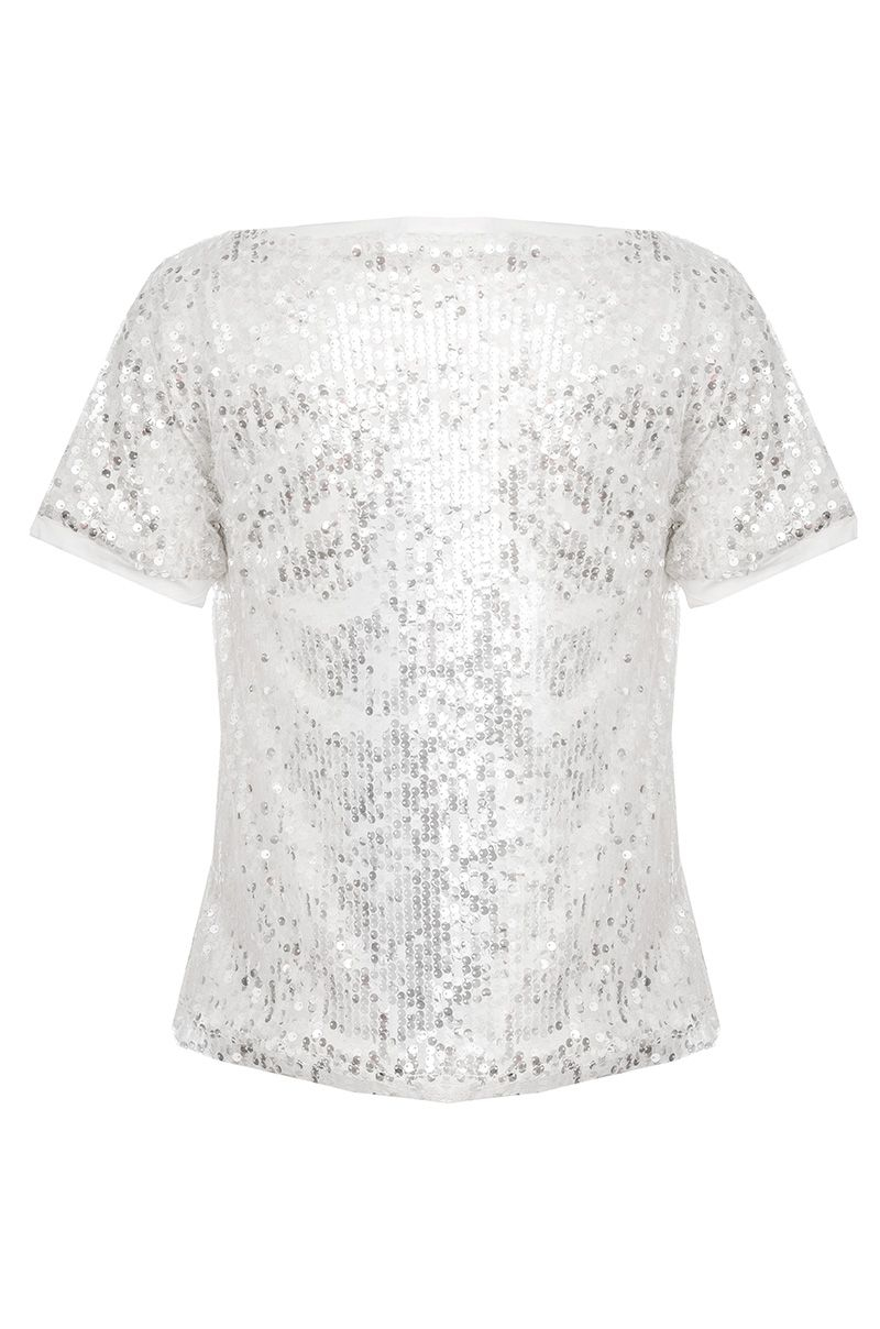 Quiz White Sequin Box Top in White | Lyst