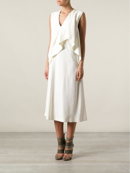 Balenciaga Drape Detail Dress in White | Lyst