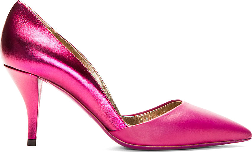 Lyst - Lanvin Fuchsia Leather Dorsay Heels in Pink