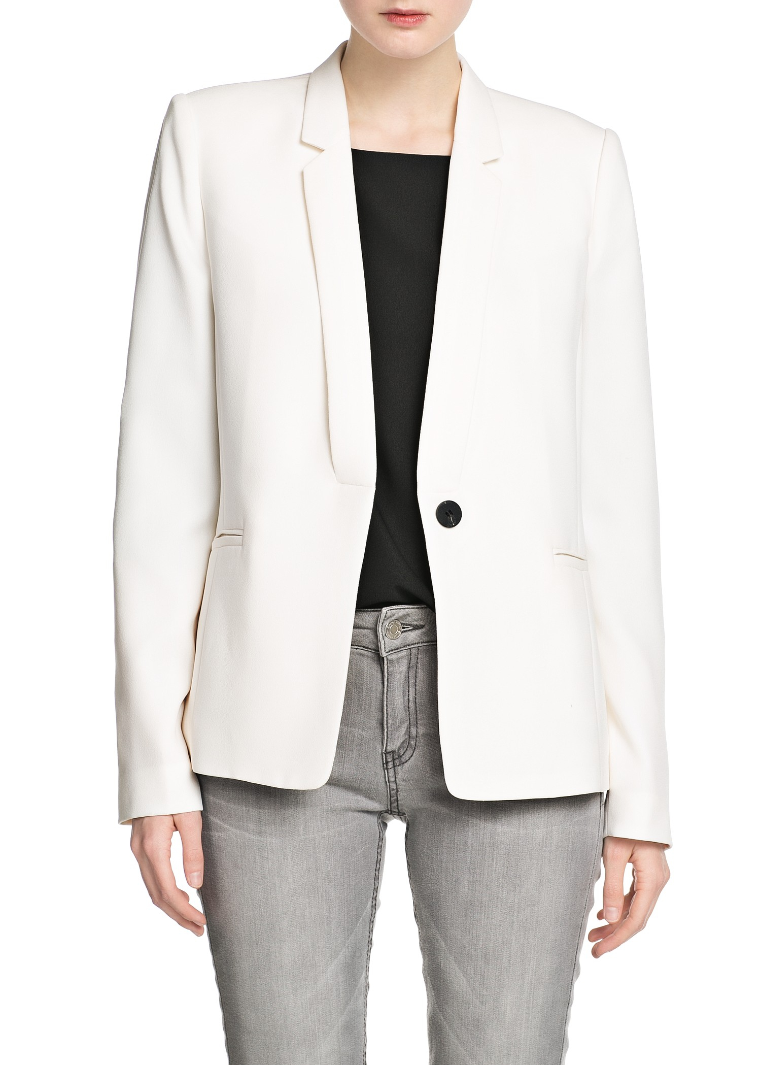 Mango Crepe Blazer in White - Lyst