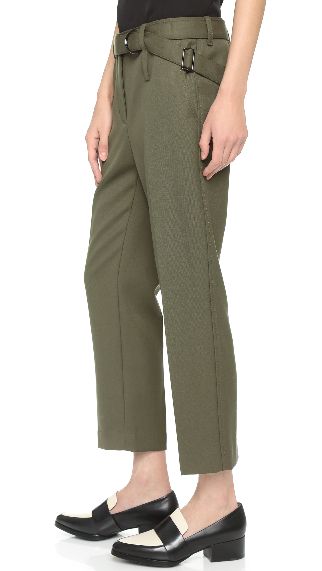 olive cropped pants