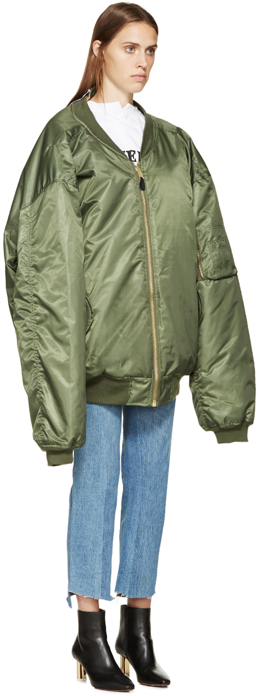 Lyst - Vetements Green Oversized Reversible Bomber Jacket in Green